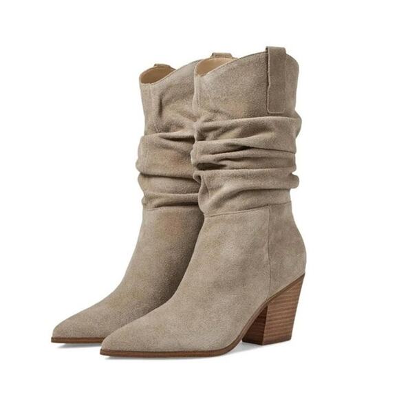 New Nine West Kadon Tan Suede Western Style Slouchy Boot 9.5M - Picture 1 of 9